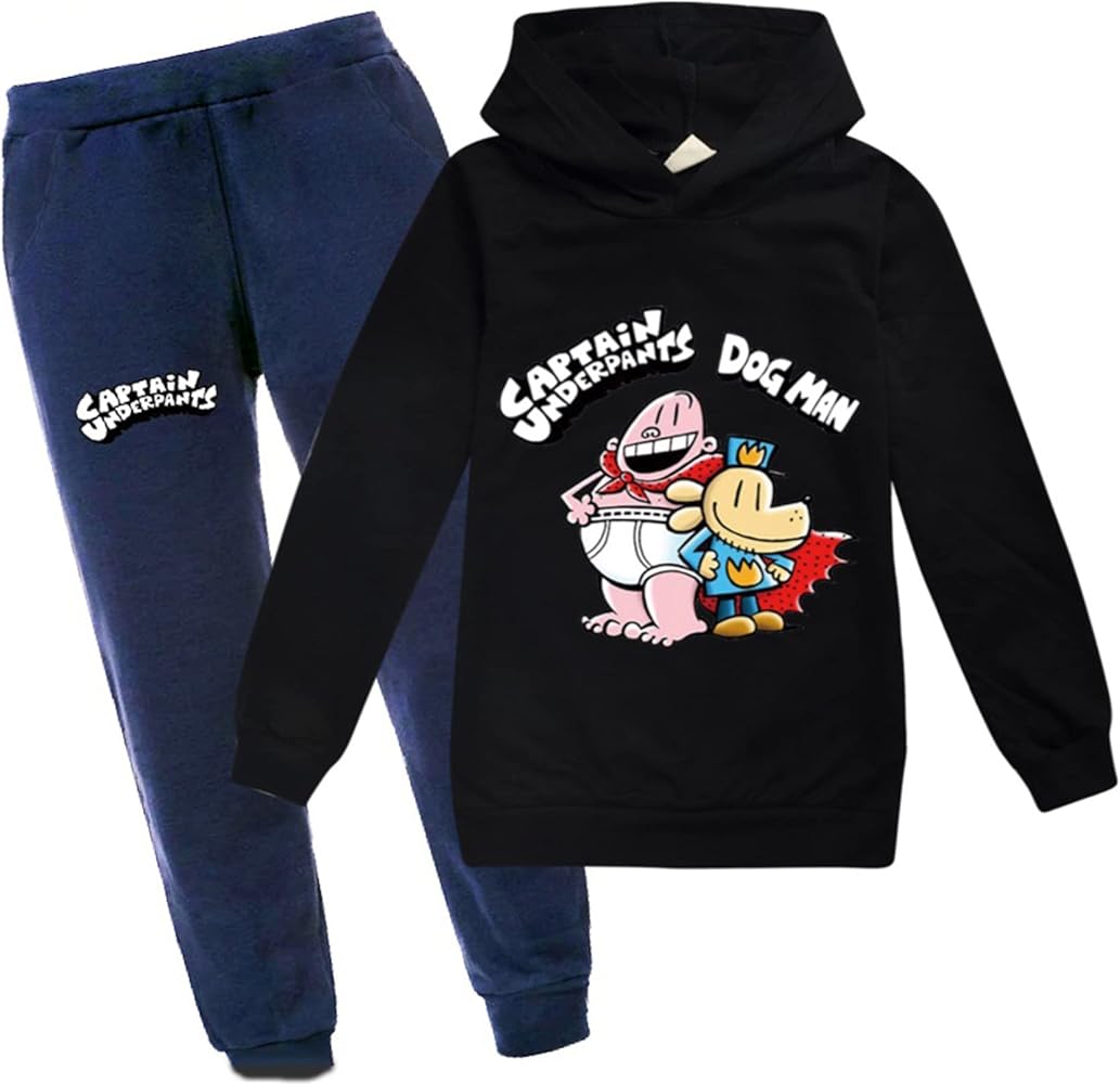 Unisex Kids Casual Comfy Clothing Outfits Sets-The Adventures of Captain Underpants Tracksuits Sweatshirts for Fall