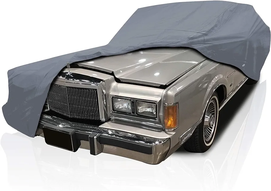 5 Layer Car Cover for Lincoln Continental 1975-1979 Sedan 4-Door 5th Generation Semi Custom Fit Full Coverage Heavy Duty All Weather Protection Breathable Dust Wind Shield