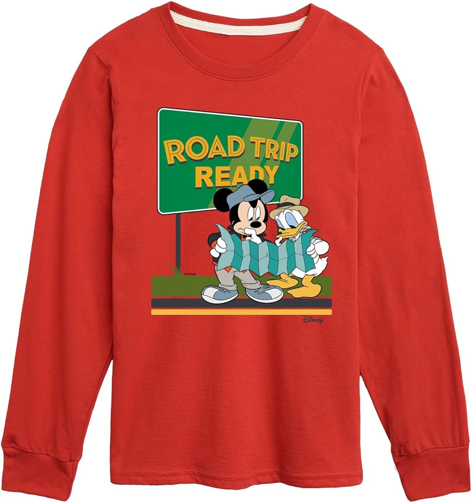 Disney Mickey & Donald Duck - Road Trip Ready - Youth Long Sleeve Graphic T-Shirt