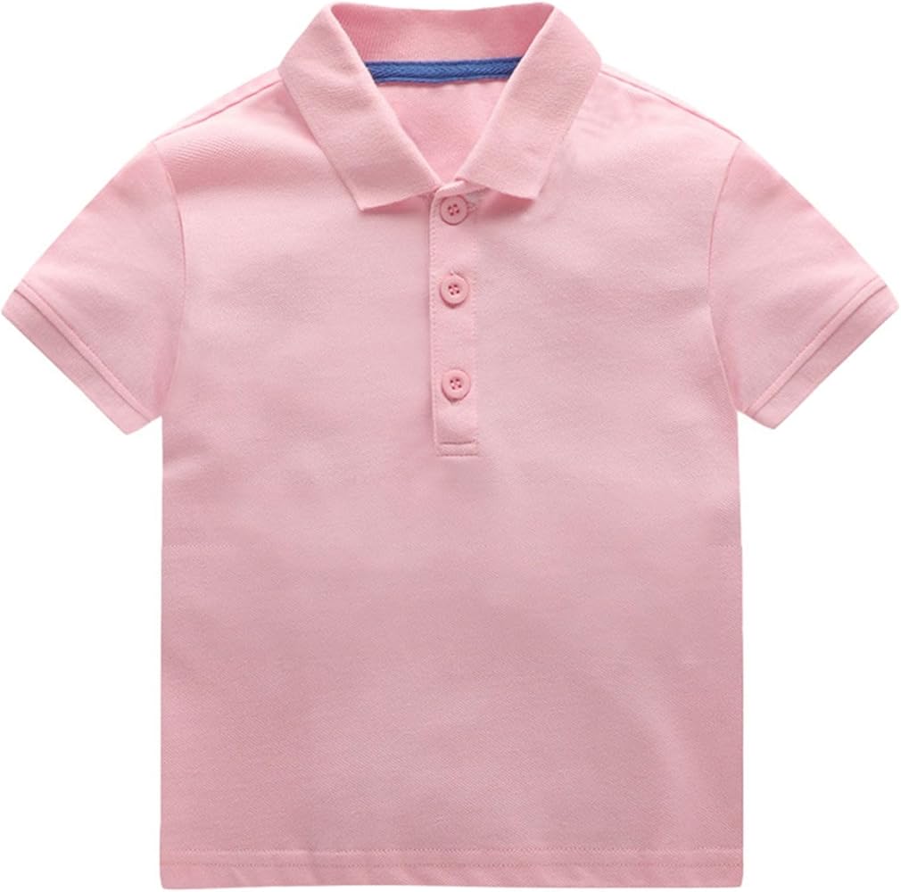 Children's Summer T Shirt Short Sleeve Lapel Neck Solid Color Top Casual Summer Clothes Tops