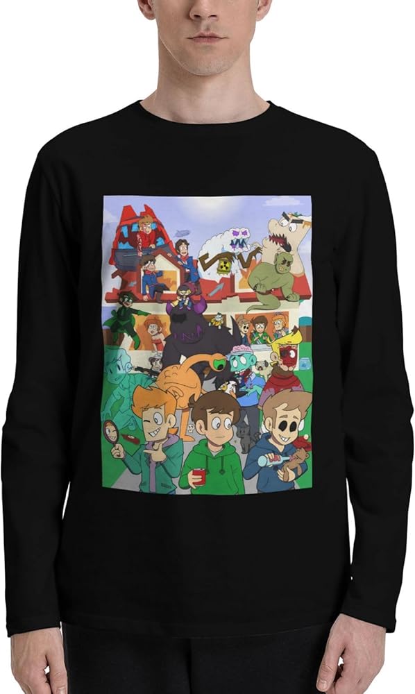 Anime Eddsworld T Shirt Man's Summer O-Neck Clothes Casual Long Sleeve Tee Black