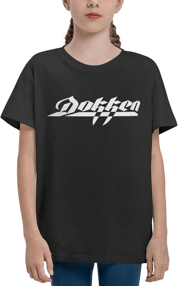 Dokkens Shirt Boys Girls T Shirts Short Sleeve Graphic Tees Summer Casual Crewneck Tops Black