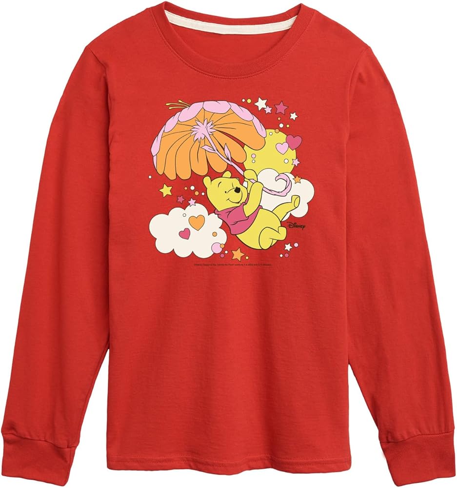 Disney Winnie The Pooh - Carried Away in The Clouds with an Umbrella - Toddler and Youth Long Sleeve Graphic T-Shirt