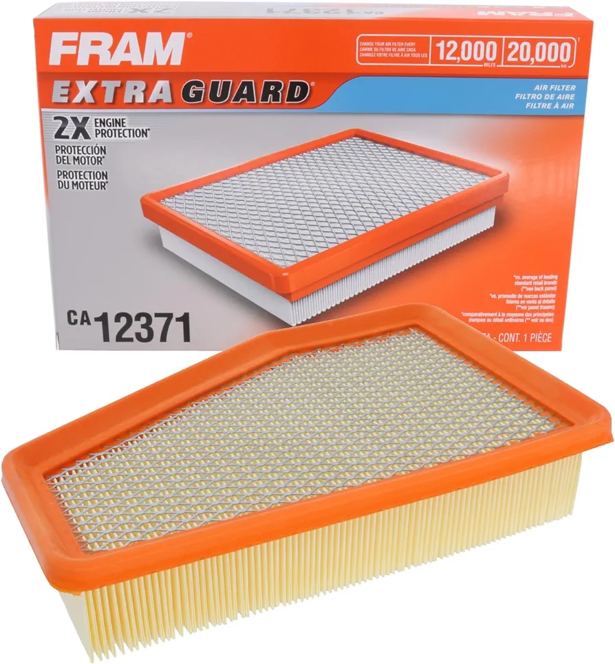 FRAM Extra Guard CA12371 Replacement Engine Air Filter for Select 2019-2021 Jeep Cherokee (2.4L & 3.2L), Provides Up to 12 Months or 12,000 Miles Filter Protection