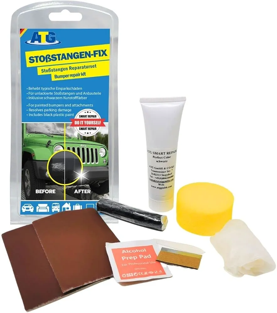 ATG Bumper Repair Kit I Car Scratch Repair I Plastic Scratch Remover I Plastic Restorer I Scratch Remover I Plastic Bumper Scratch Repair Kit I Car Black Plastic Restorer I Black Dye Included