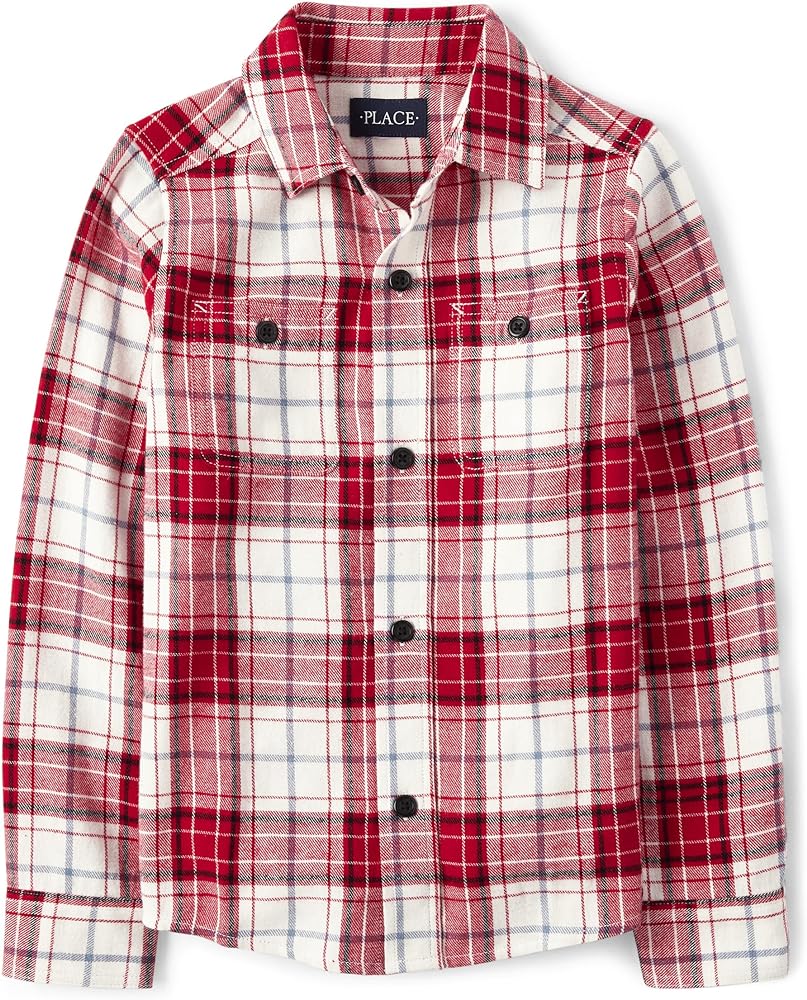 The Children's Place Boys' Long Sleeve Plaid Flannel Button Up Shirt