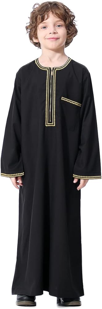 OLEMEK Arabic Thobe Muslim Thobe Boy’s Muslim Long Sleeves Kids Robe Islamic Boys Thobe