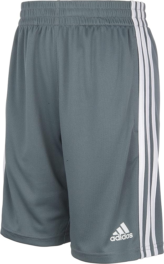 adidas Boys Size Classic 3-Stripe Shorts, Grey Five Adi, Small (8 Plus)