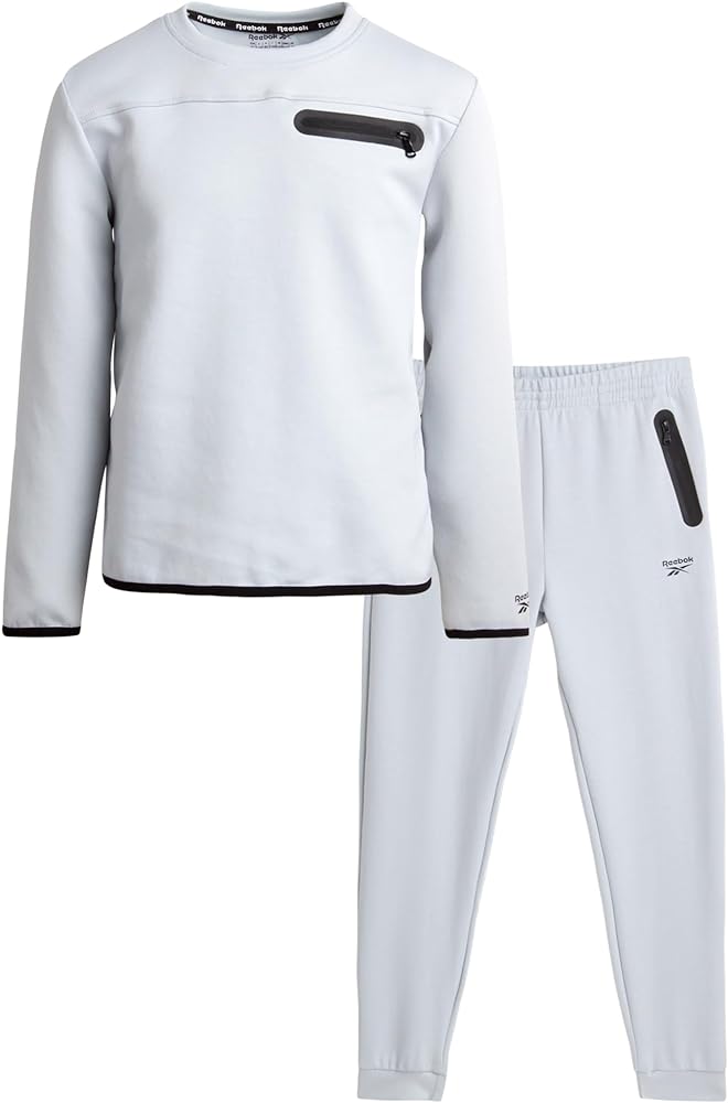 Reebok Boys' Sweatsuit Set - 2 Piece Long Sleeve T-Shirt and Jogger Sweatpants with Pockets - Athleisure Set for Boys (8-12)