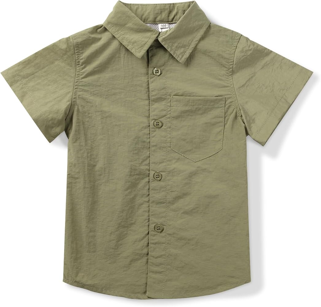 Boys' Button Down Short Sleeve Fishing Shirt Quick-Dry UV Sun Protection Outdoor Tops