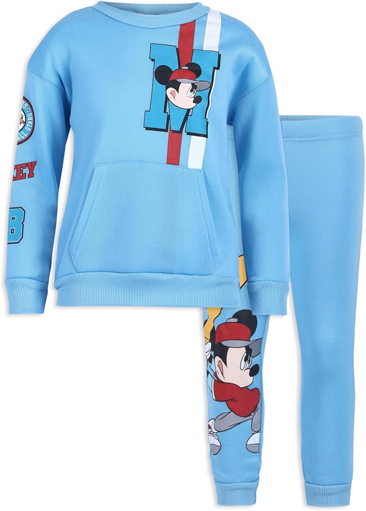 Disney Mickey Mouse Boys 2 Piece Sweatshirt and Pant Sets for Toddlers and Big Kids