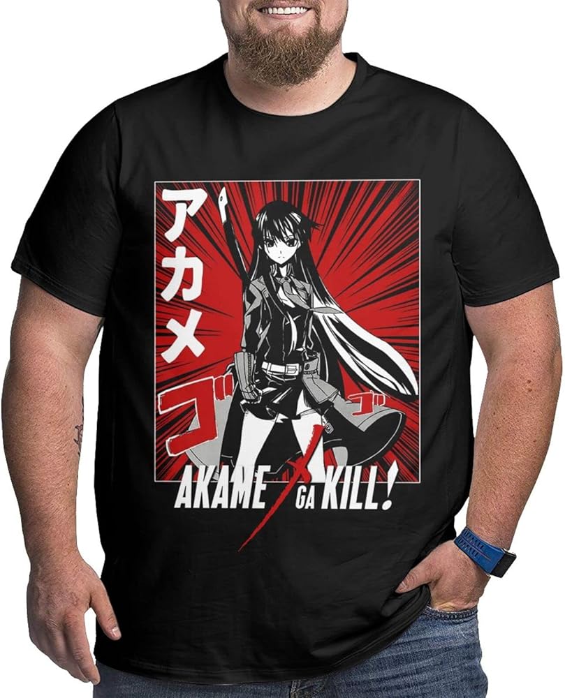 Anime Big Size Boy's T Shirt Akame Ga Kill Akame Crew Neck Short-Sleeve Tee Tops Custom Tees Shirts