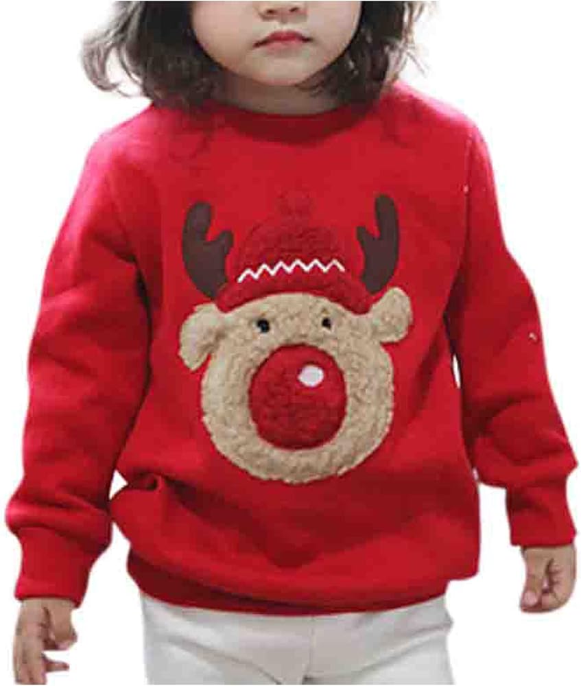 Toddler Baby Long Sleeve Sweater Tops Blouse Print Christmas Long Sleeve Deer Tops Soft and Warm Baby Girl Cow