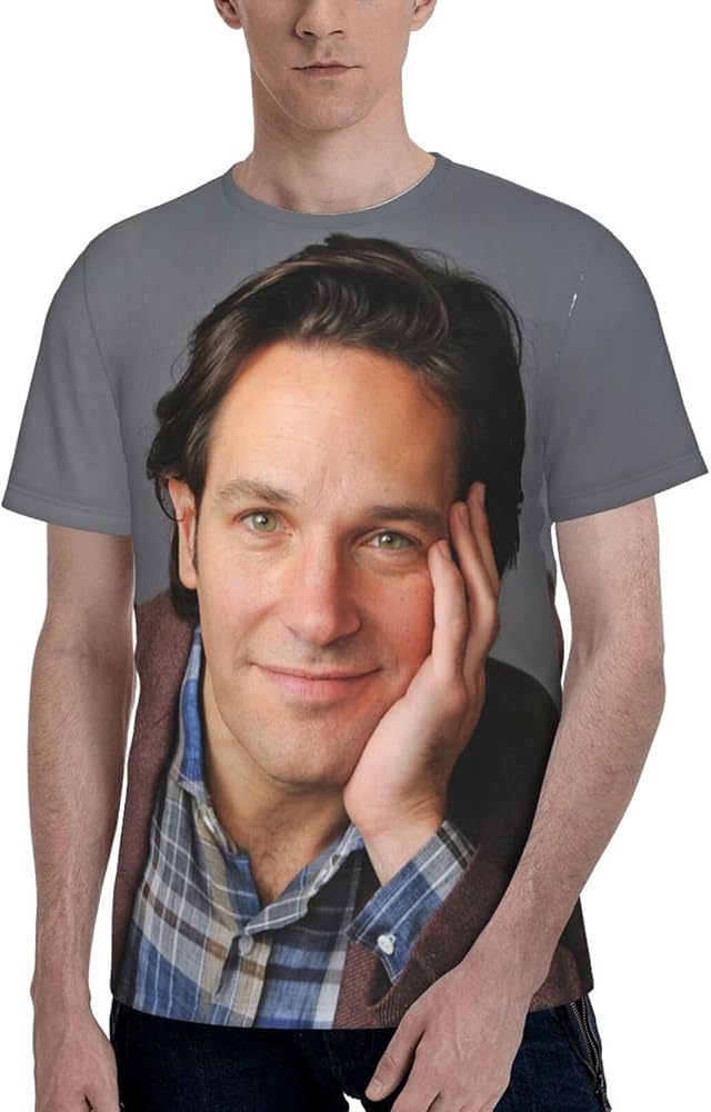 Paul Rudd T Shirt Mens Summer Comfortable Fit Soft Short Sleeve Round Neckline Basic Tee Tops