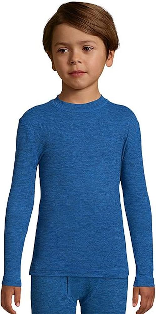 Hanes Boys' Space Dye Thermal Long Sleeve Crew Shirt with X-Temp Technology FreshIQ, Royal Blue, Large