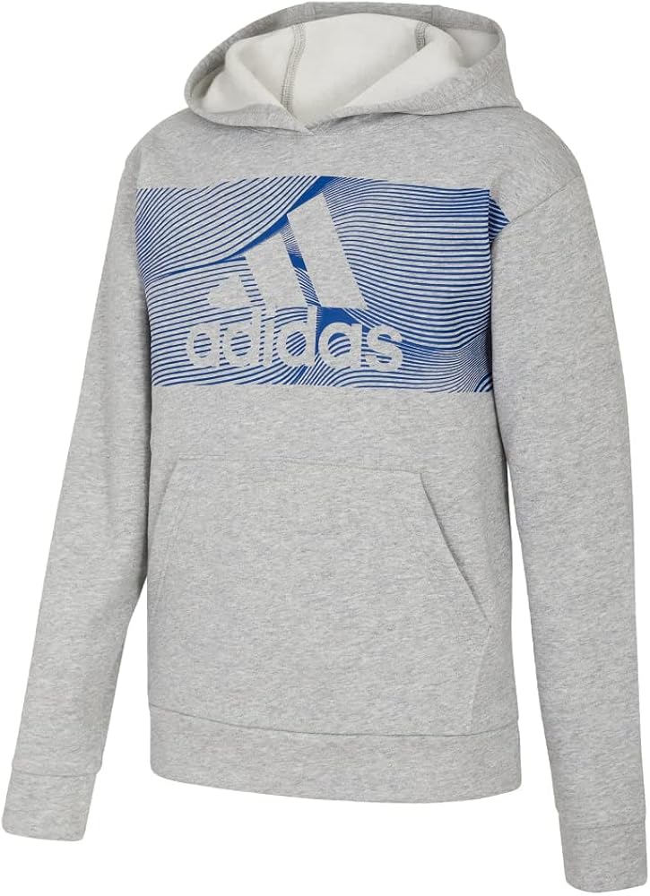 adidas Boy's Cotton Event21 Hooded Pullover (Big Kids) Grey Heather SM (8 Big Kids)