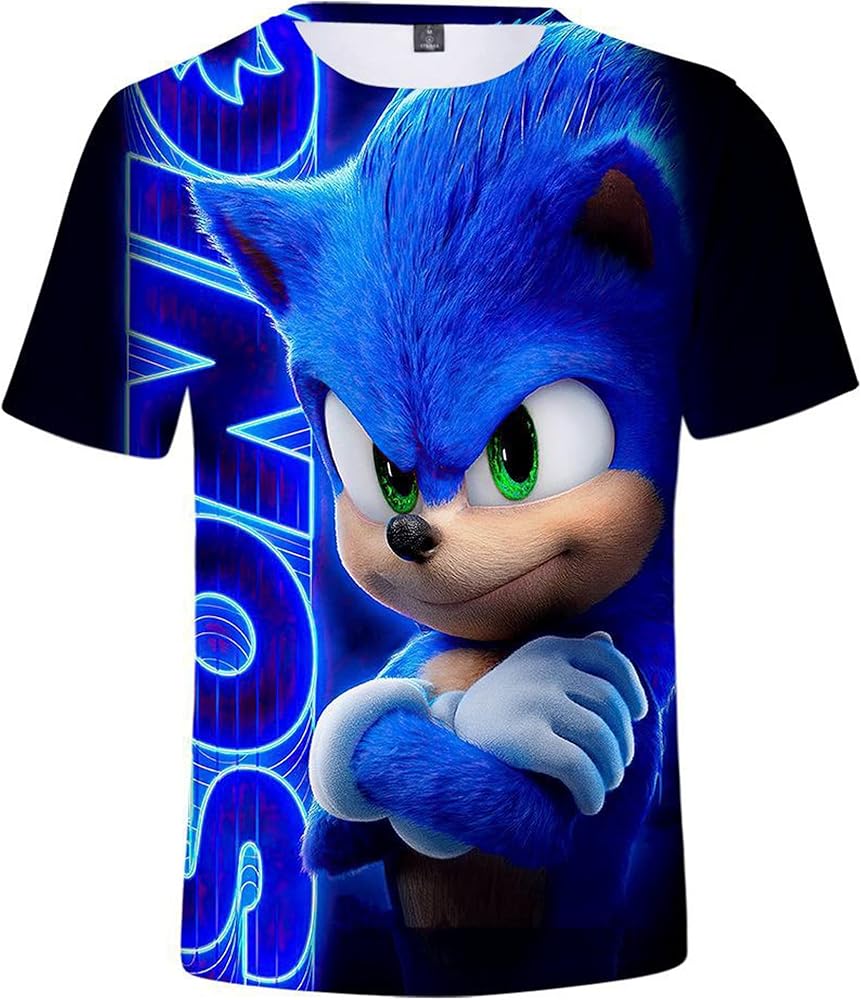 Sonic 3D Casual Fashion Short Sleeve T-Shirt for Men and Women Anime Tees Sport Pullover Lightweight Summer Tops