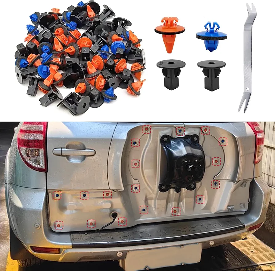 120Pcs Car Bumper Retainer Clips, Car Retainer Clips, Car Plastic Rivets Fasteners Push Retainer Kit Compatible with 4Runner Tacoma RAV4, Replace 75495-35010 75397-35010 90189-06013