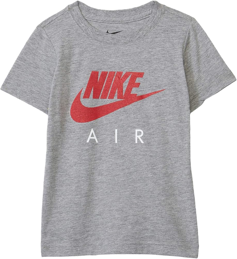 Nike Boy's Air Logo Short Sleeve Graphic T-Shirt (Little Kids) Dark Grey Heather 4 Little Kid