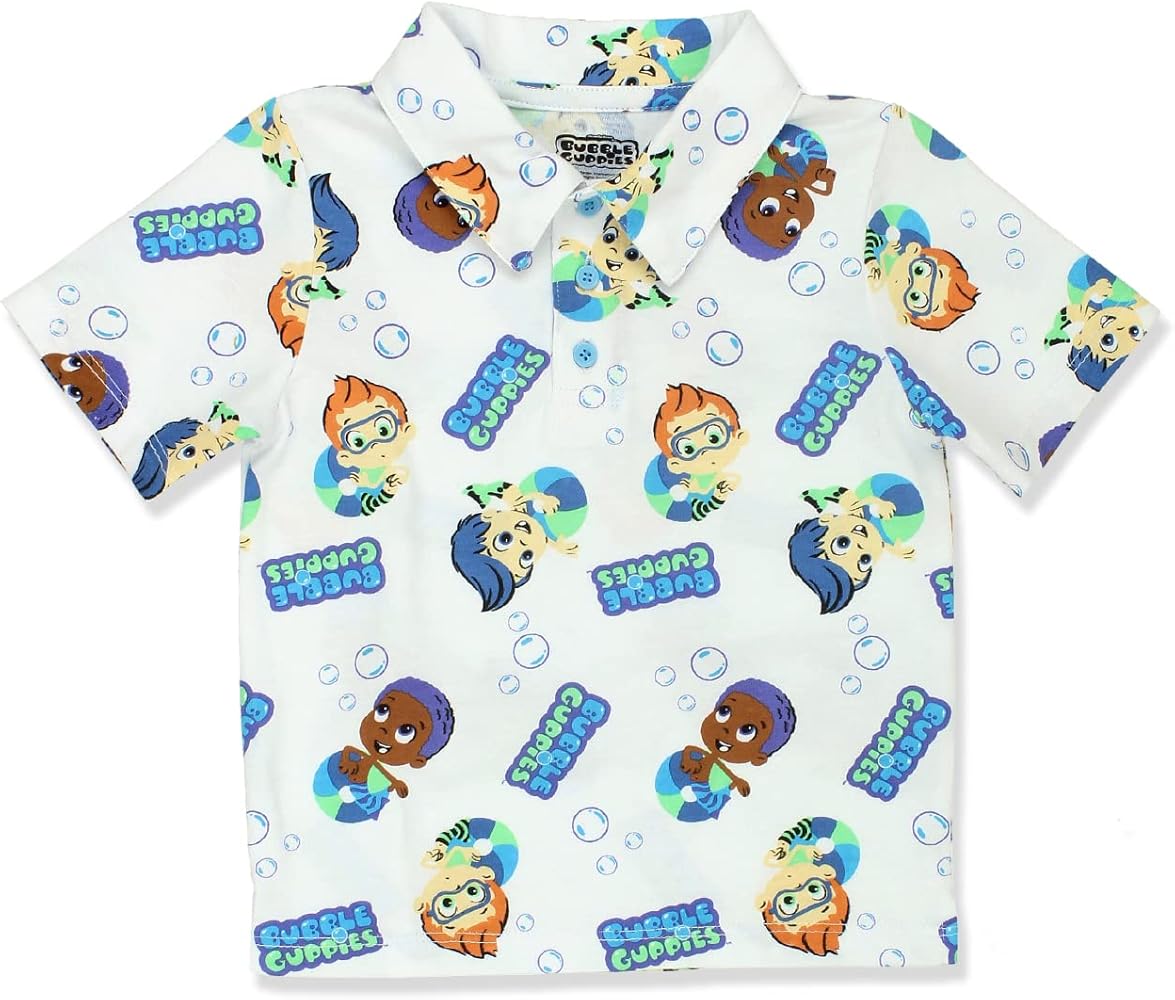 Bubble Guppies Toddler Boys Collared Short Sleeve Polo Tee Shirt