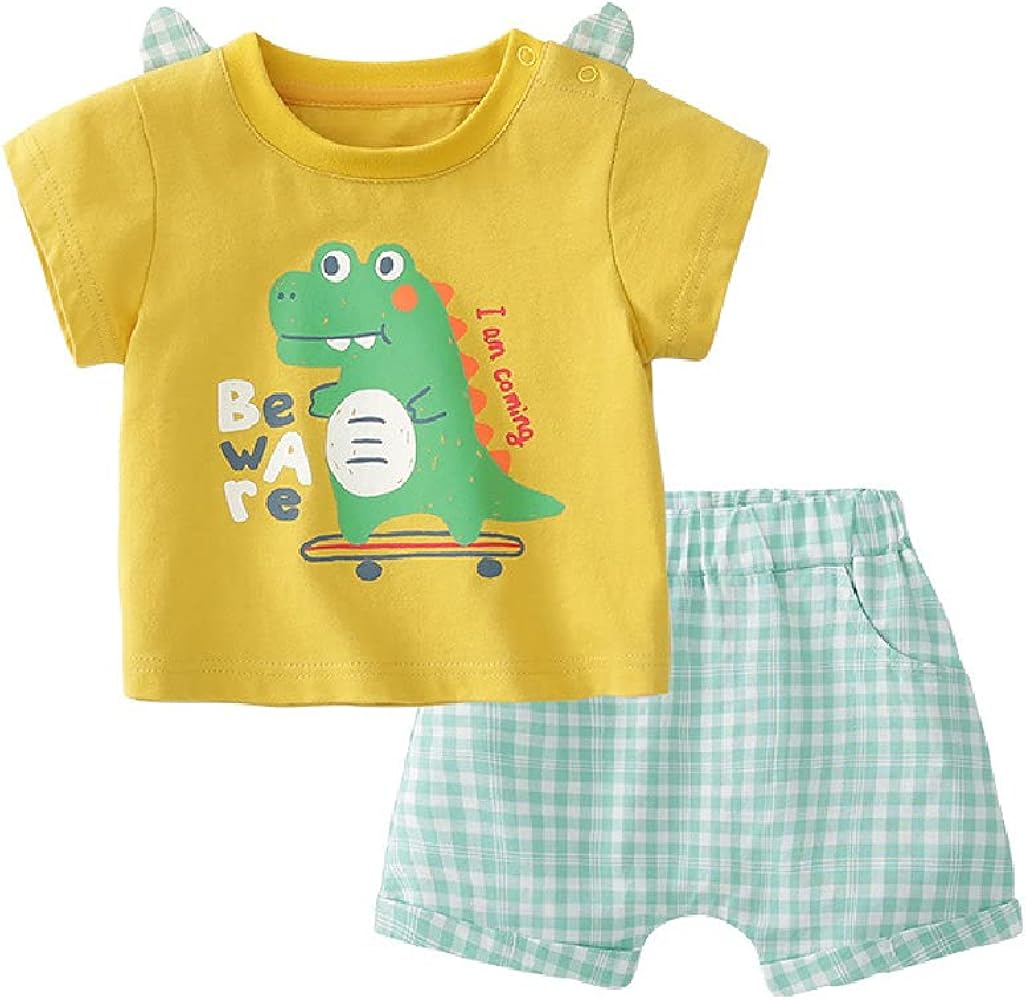 Quenny Baby Boys' Suits,Summer Cotton Two-Piece Suits,Boys' T-Shirt and Shorts.