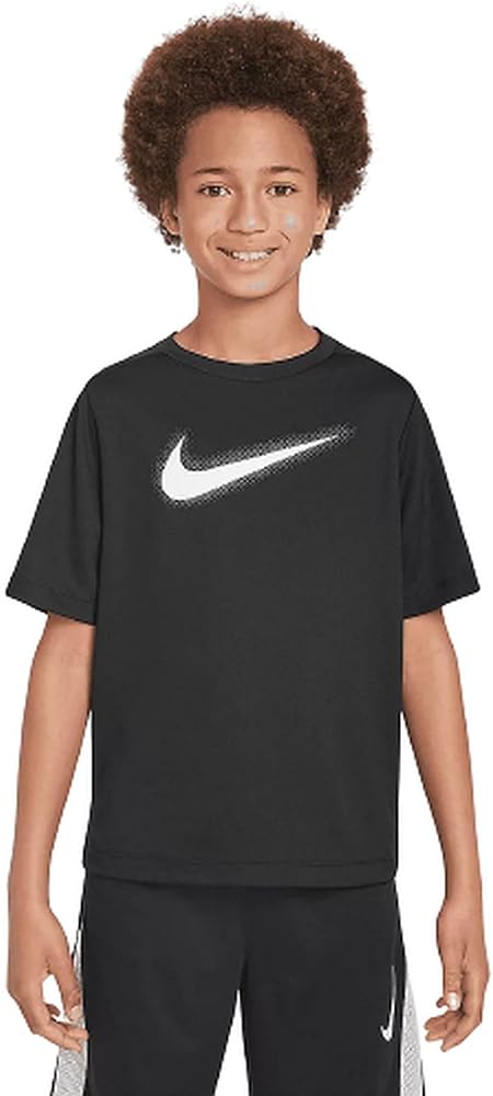 Nike Multi Big Boys' Dri-FIT Graphic Training Top (Medium, Black/White)