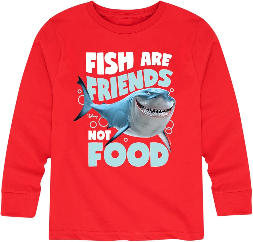 Disney Finding Nemo - Fish are Friends Not Food - Toddler and Youth Long Sleeve Graphic T-Shirt