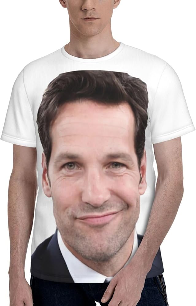 Paul Rudd T Shirt Men's Summer Comfortable Fit Soft Short Sleeve Round Neckline Basic Tee Tops