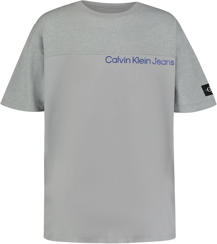 Calvin Klein Boys' Short Sleeve Graphic Crew Neck T-Shirt, Soft, Comfortable, Relaxed Fit