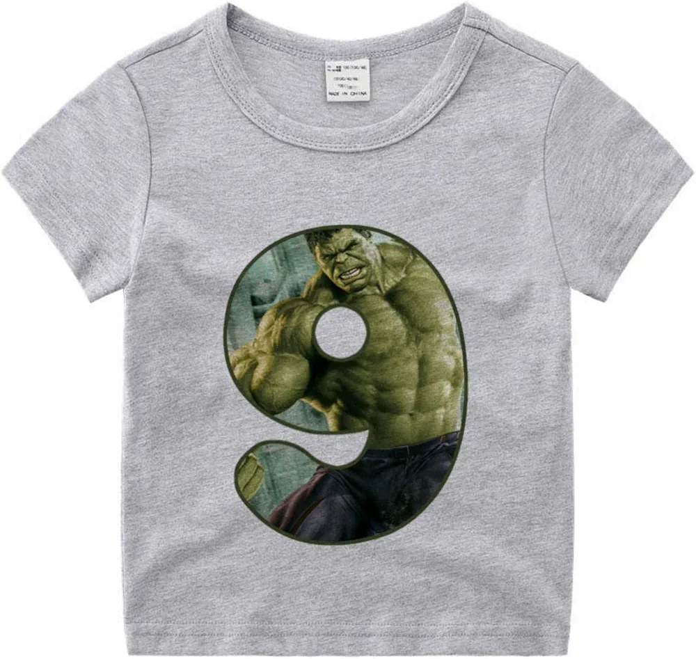 NC Boys/Girls Hulk Birthday Number T Shirt Kids Happy Birthday Short Sleeve Tops Children's Masks Birthday, Dropshipping