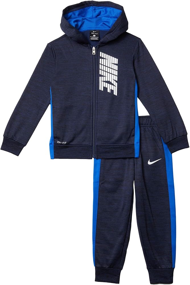 Nike Baby Boy's Heather Therma Zip-Up Hoodie and Pants Two-Piece Set (Toddler) Midnight Navy Heather 4T Toddler