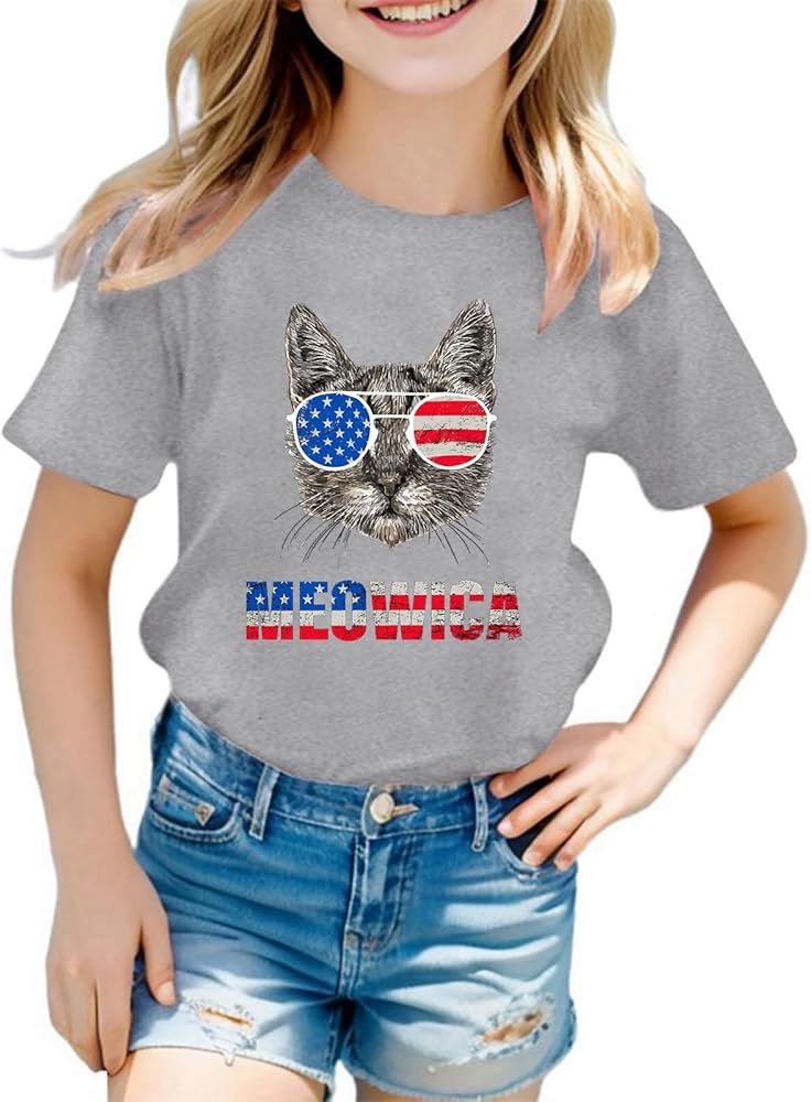 Kids 4th of July T-Shirt for 1-8 Years Red White Blue Tees Shirt Classic Short Sleeve Crew Neck Memorial Day Tees Tops 4-10 Years,Toddler July 4Th Outfit Boy,Fourth of July Outfits for Kids