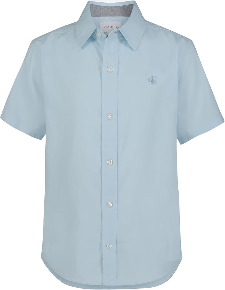 Calvin Klein Boys' Short Sleeve Woven Button-Down Shirt