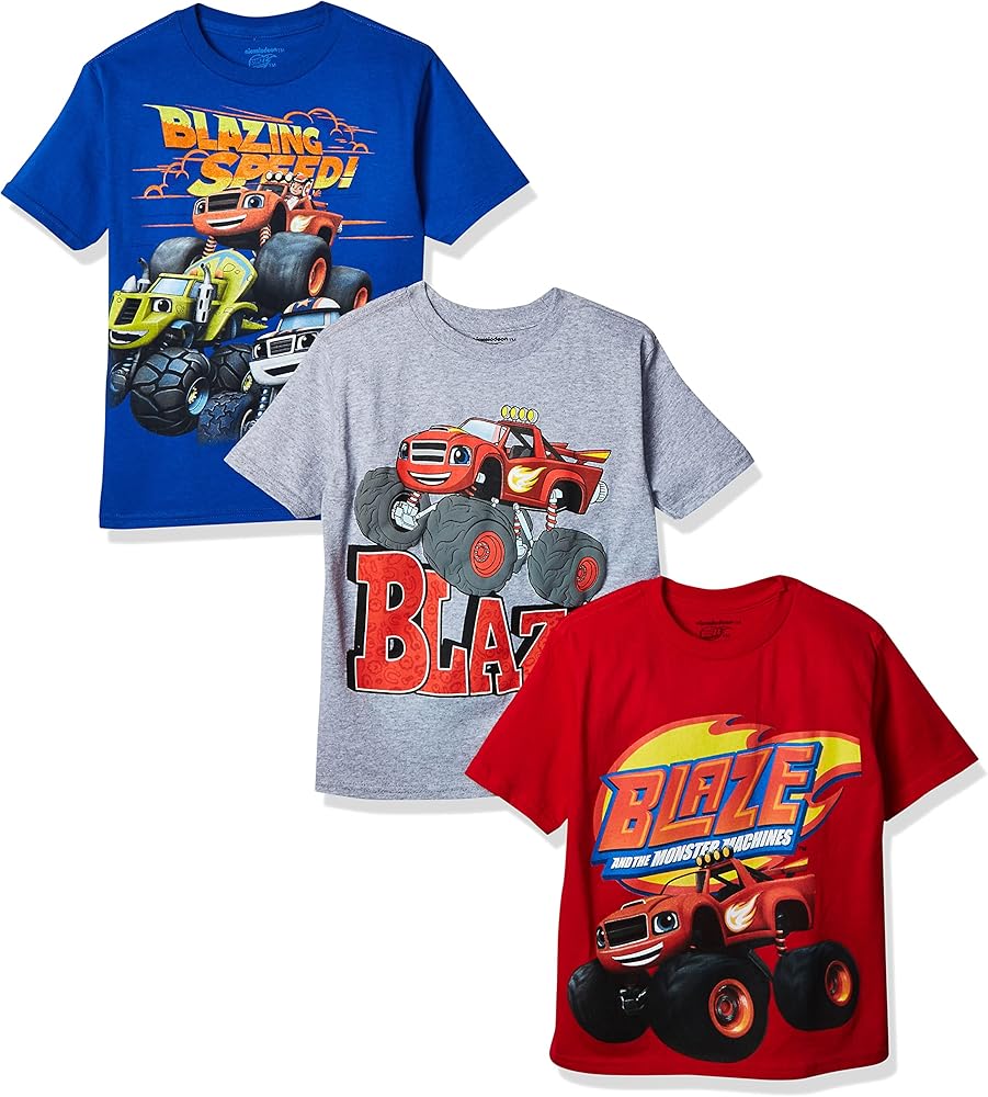 Nickelodeon Boys' Blaze and Monster Machines 3 Pack T-Shirt Bundle