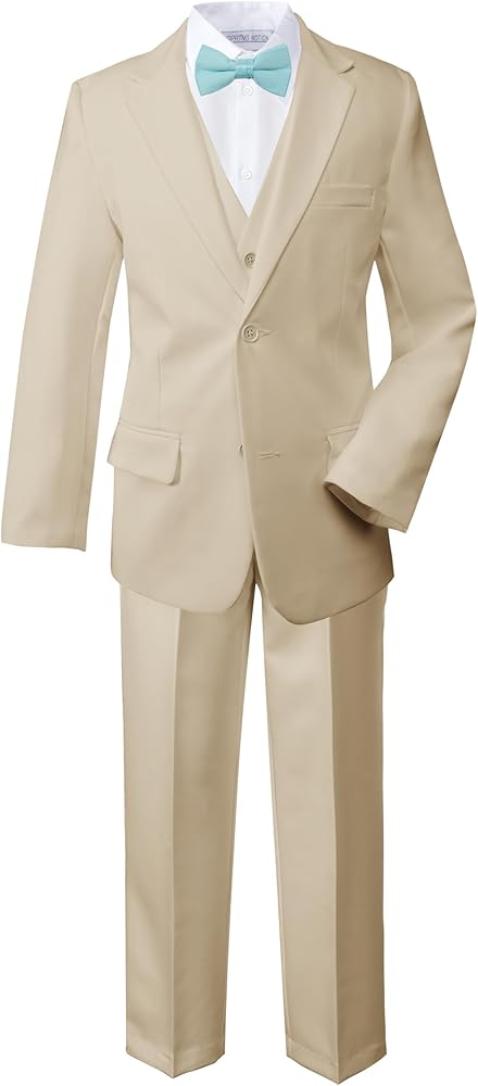 Spring Notion Boys' Modern Fit Suit with Necktie/Bow Tie/Pocket Rounds Options