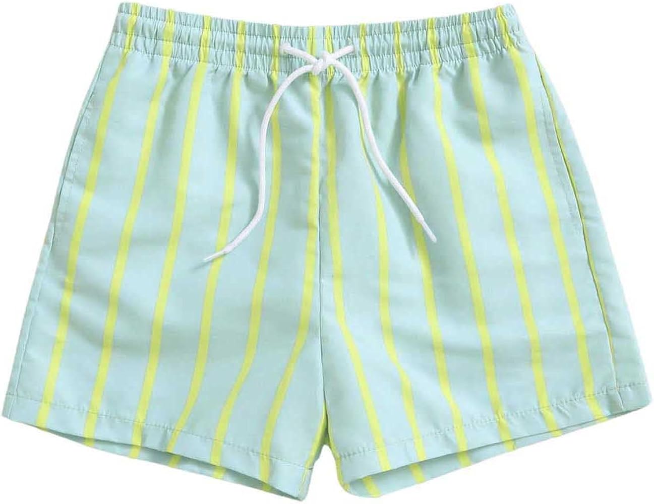 Verdusa Boy's Stripe Print Drawstring Waist Swim Trunks Beach Shorts