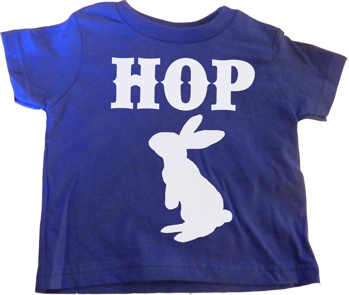 Little Boys Hop Easter Egg and Bunny T-Shirt Blue