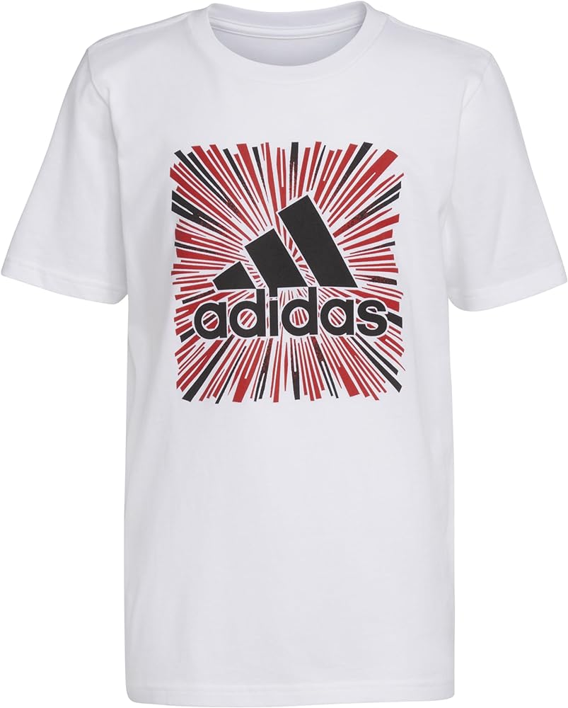 adidas Boys' Big Short Sleeve Cotton Blocked Bos Logo T-Shirt