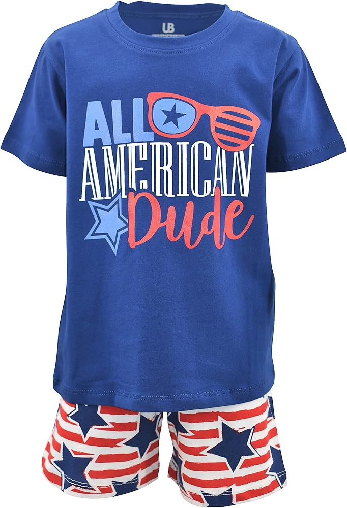 Unique Baby Boys American Dude 4th of July Patriotic Outfit (5, StripeStar)