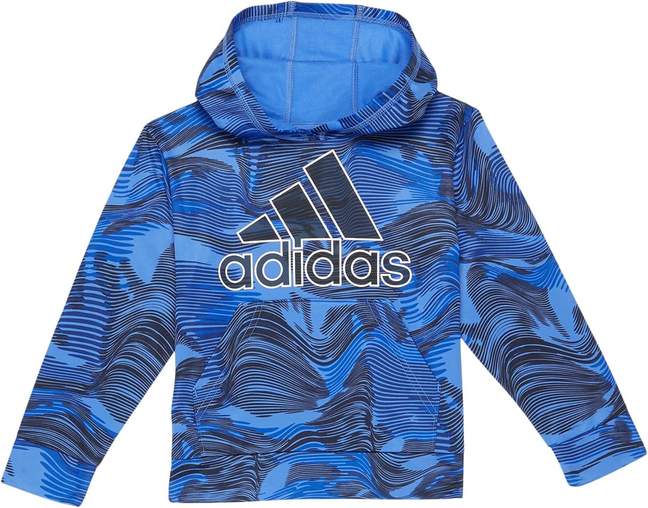 adidas Boy's Warp Camo All Over Print Hooded Pullover (Toddler/Little Kids) Bright Blue 5 Little Kids