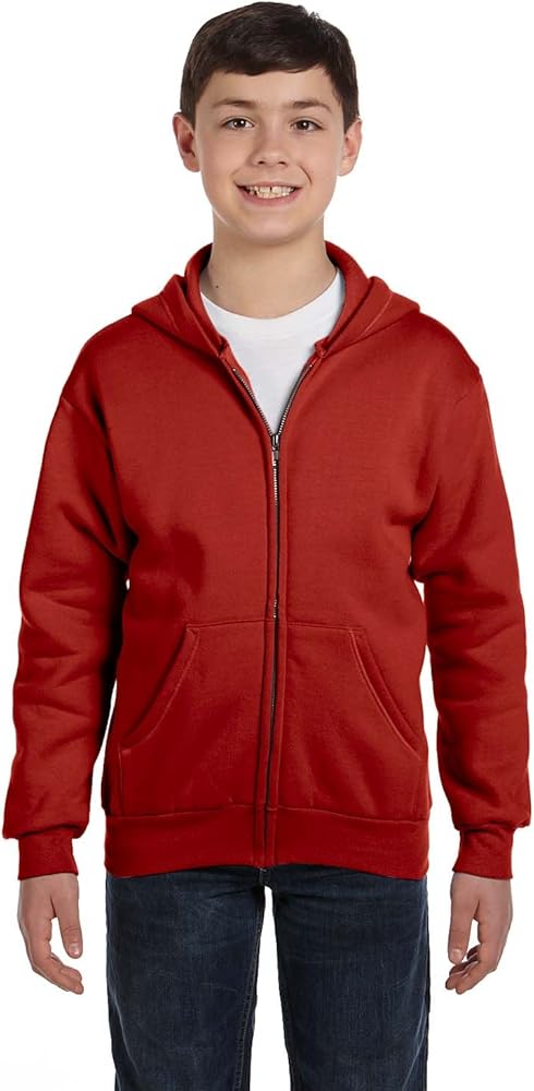 Hanes Big Boys' Comfortblend EcoSmart Full-Zip Hoodie _Deep Red_L