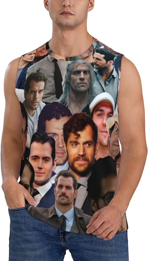 Henry Cavill Tank Top Mens Summer Casual Novelty Polyester Sleeveless Tee Shirts for Men