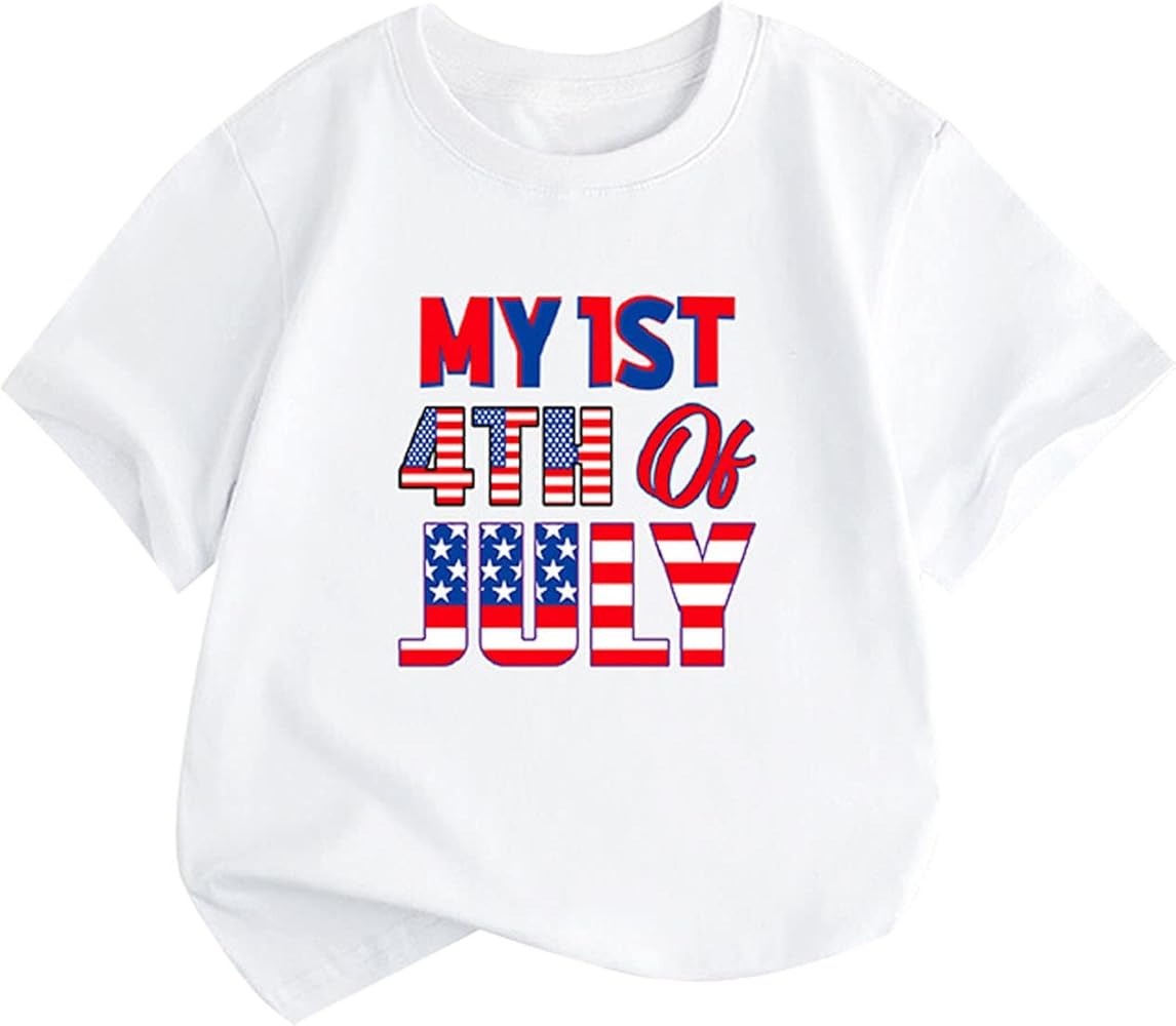 Little Boys American Flag Patriotic Tshirt Boy 4th of July Independence Day Shirt Stars Stripe Print Tee Memorial Day Clothes