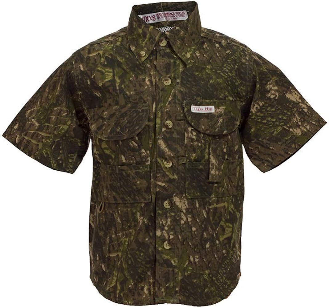 Childrens Camo Fishing Shirt Short Sleeves