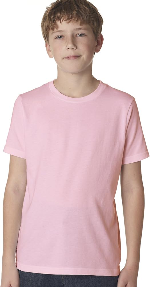 Next Level Apparel Big Boys' Rib Jersey Crew T-Shirt, Light Pink