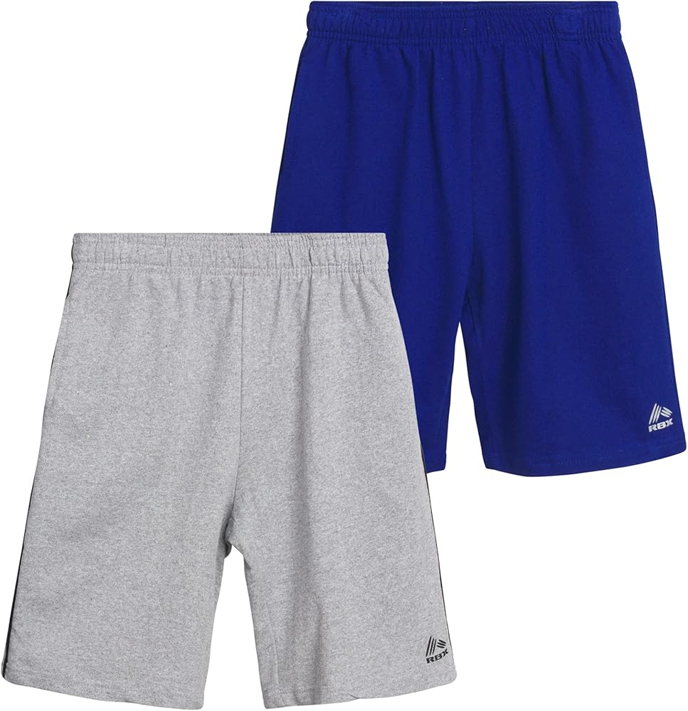 RBX Boys' Athletic Shorts - 2 Pack Active Performance French Terry Gym Shorts (4-16)