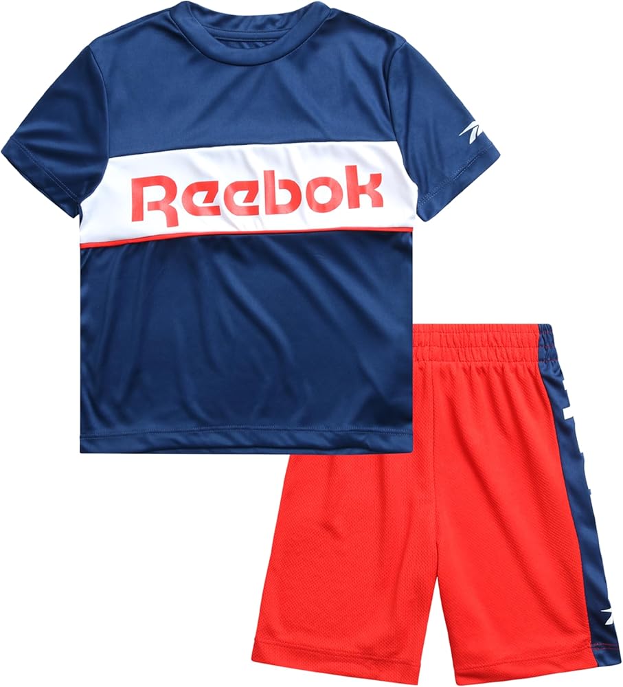 Reebok Boys' Active Shorts Set - 2 Pack Performance Dry Fit T-Shirt and Gym Shorts (Toddler/Boys)