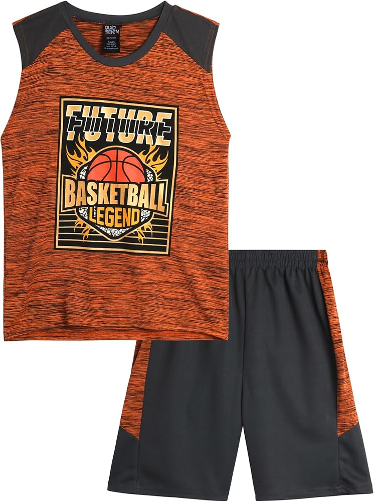 Mad Game Boys Shorts Set 2 Piece Active Performance Tank Top and Gym Shorts Dry Fit Basketball Outfit for Boys (8-16)