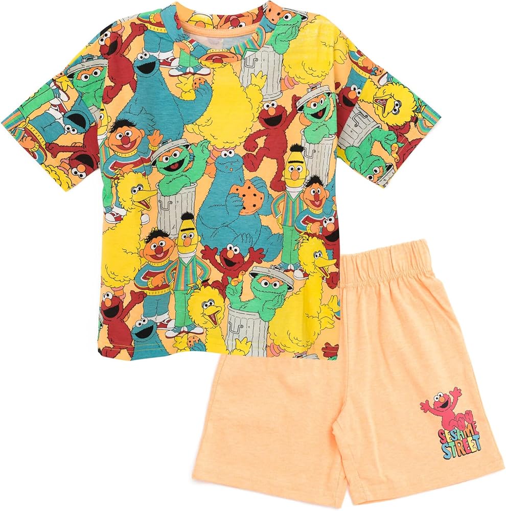 Sesame Street T-Shirt and Shorts Outfit Set Infant to Little Kid Sizes (12 Months - 7-8)