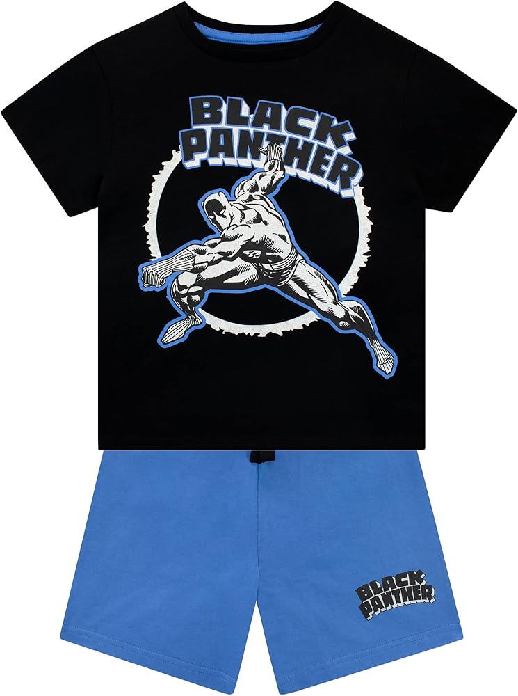 Marvel Boys T-Shirt and Shorts Set Black Panther